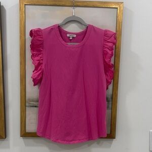 Tyler Boe Pink Flutter Top M